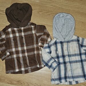 Children's Place Baby Shower Gift 6-9 Mos Soft Button Up Plaid Set(2) MSRP $120